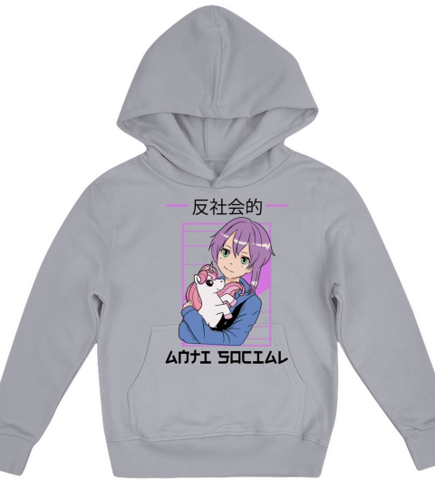 Kawaii Video Gamer Otaku Anti Social Unicorn Anime Kids Hoodie