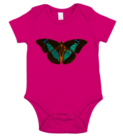 Butterfly Blue Black Short Sleeve Baby One-Piece
