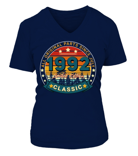 July 1992 Vintage Gift Idea Women's V-Neck T-shirt