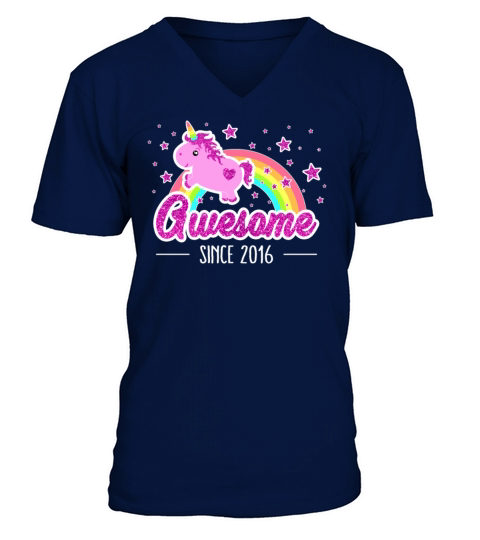 Awesome Since 2016 Birthday Year Of Birth Unicorn Men's V-Neck T-shirt