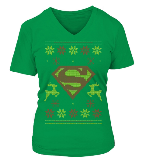 Justice League Superman Logo Ugly Christmas Women's V-Neck T-shirt