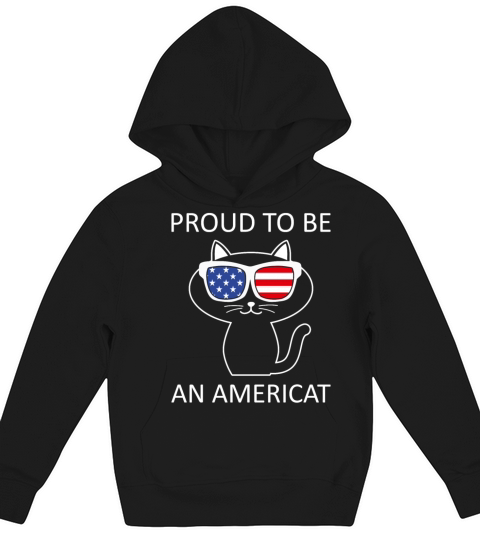 Cute Cat With US Flag And Sunglasses Proud To Be A Kids Hoodie