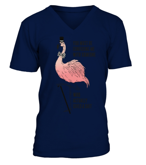 Flamingo as a cynic with a Slogan Men's V-Neck T-shirt