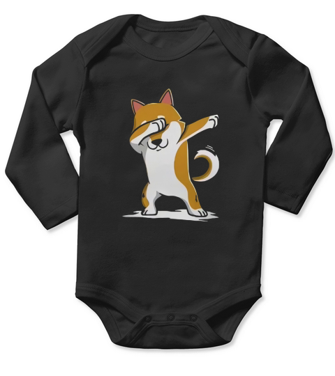Shiba Inu Cute Dabbing T-Shirt Funny Dab Dance Gift Shirt Long Sleeve Baby One-Piece