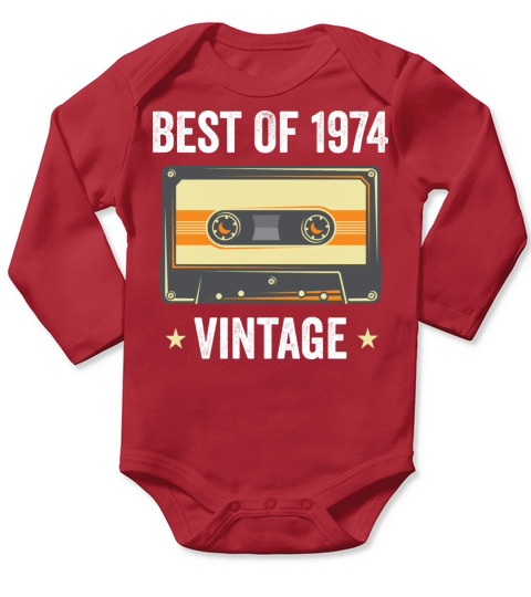 Best of 1974 Vintage - 47th Birthday Cassette Tape Long Sleeve Baby One-Piece