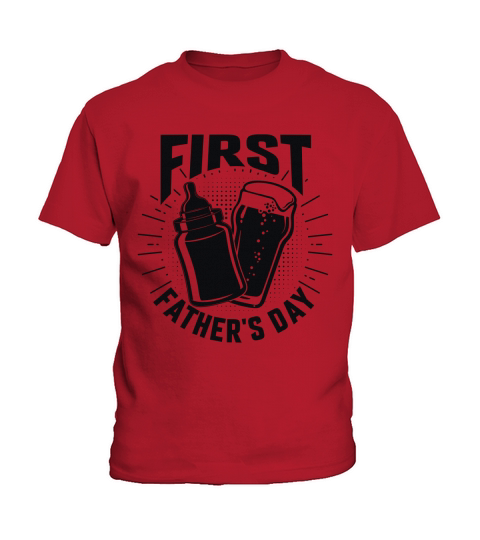 Mens Mens First Fathers Day Beer Baby Bottle Dad T Shirt Kids T-Shirt