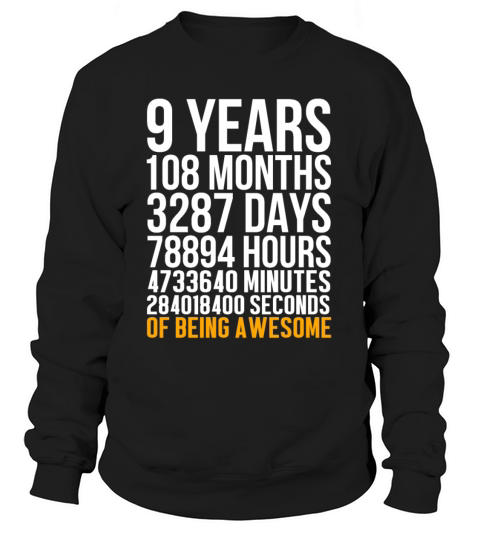 9 Years Old 9th Birthday Retro Classic 108 Months Women's Sweatshirt