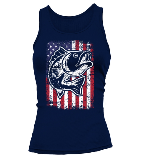 Vintage American Flag Fishing Bass Fisherman Gift Women's Tank Top