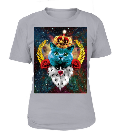 01 Blue Cat King Queen Crown Roses Love Heart Women's T-Shirt