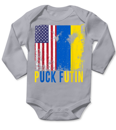Puck Futin Ukraine Flag American Support Ukraine Long Sleeve Baby One-Piece