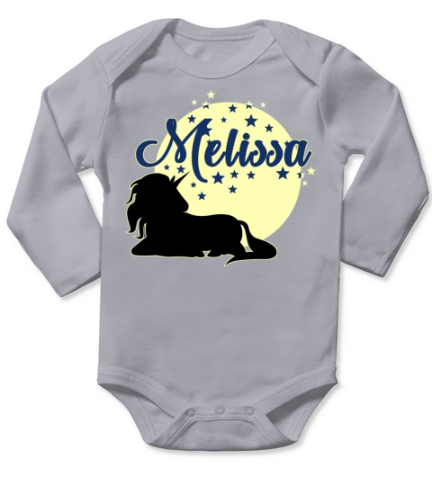 Melissa cute first name unicorn Long Sleeve Baby One-Piece