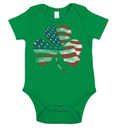 American United States USA Shamrock Flag Shirts Short Sleeve Baby One-Piece