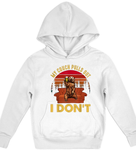 My couch pulls out i don’t Bear Drinking Beer Retro Vintage T Shirt Kids Hoodie