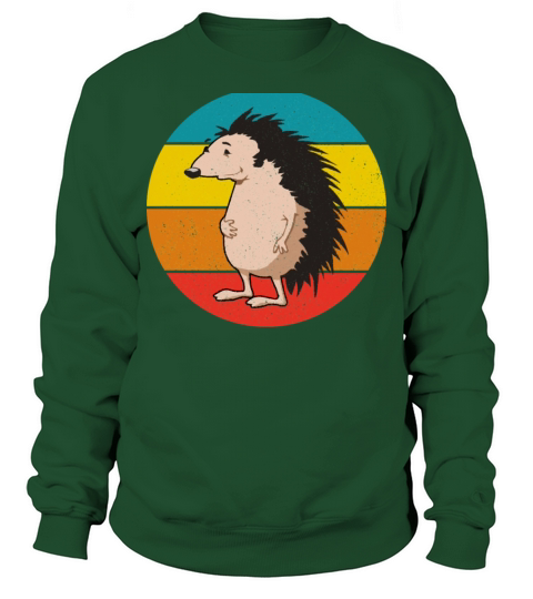 Vintage Retro Sunset Style Cute Hedgehog Funny Men's Sweatshirt