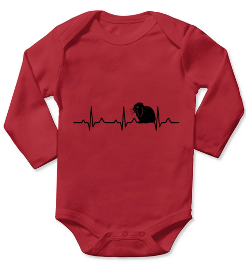 Cute Holland Lop Eared Bunny Rabbit Heartbeat Gift Long Sleeve Baby One-Piece
