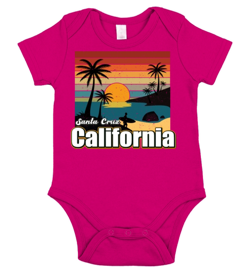 Vintage 70s 80s Style Santa Cruz Ca Surfing Short Sleeve Baby One-Piece