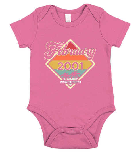 Vintage February 19 Year 2001 19th Birthday Gift Short Sleeve Baby One-Piece