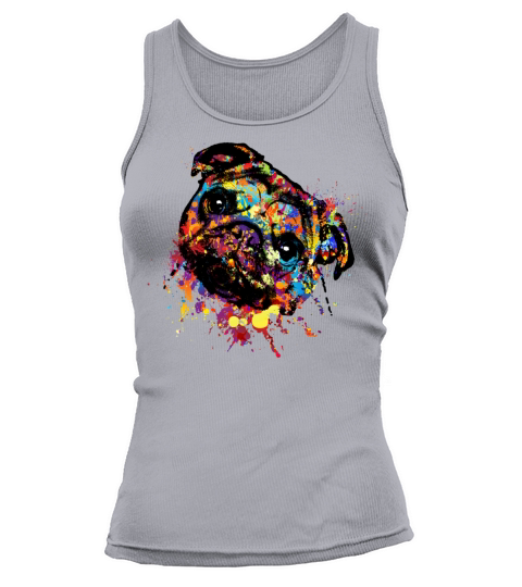 Colorful Paint Pug dog Women's Tank Top