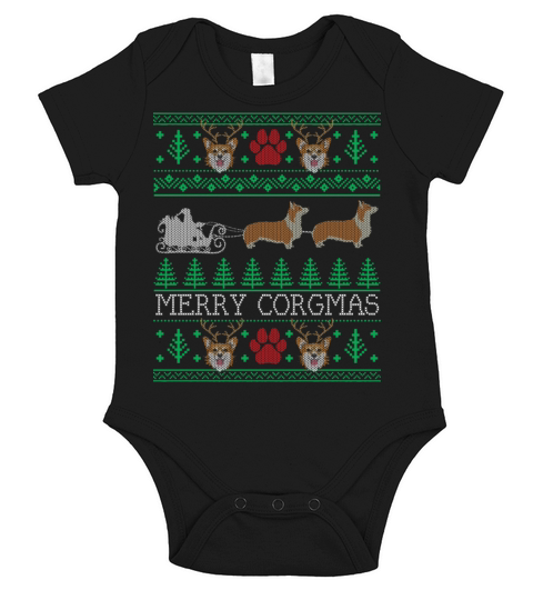 Funny Corgi Dog Lover Owner Corgi Ugly Christmas Short Sleeve Baby One-Piece