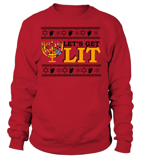 Lets get Lit ugly hanukkah sweater design funny Women's Sweatshirt