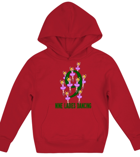 Nine Ladies Dancing Song 12 Days Christmas Kids Hoodie