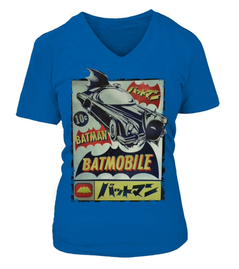 DC Comics Originals Batman Batmobile Japanese Women's V-Neck T-shirt
