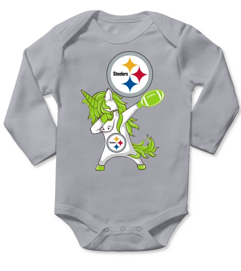Pretty St Patrick Day Dabbing Unicorn Football pittsburgh-steeler shirt Long Sleeve Baby One-Piece