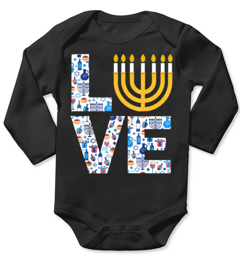 Love Hanukkah Funny Hanukkah Sweater Gift Family T Long Sleeve Baby One-Piece