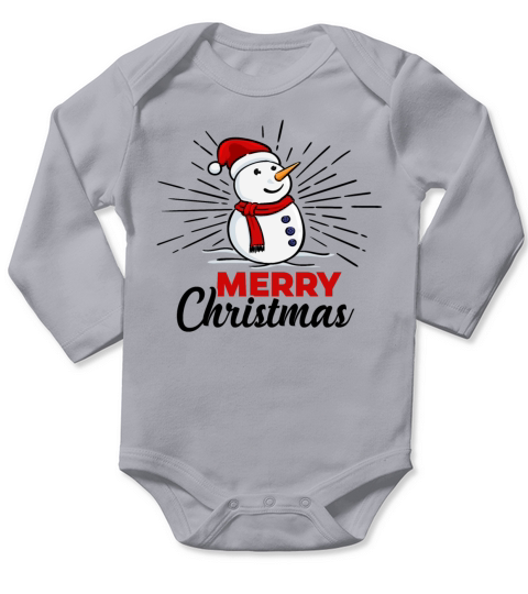 Merry Christmas Snowman Long Sleeve Baby One-Piece