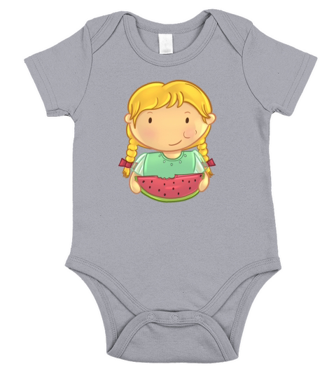 Girl Eating Watermelon Short Sleeve Baby One-Piece