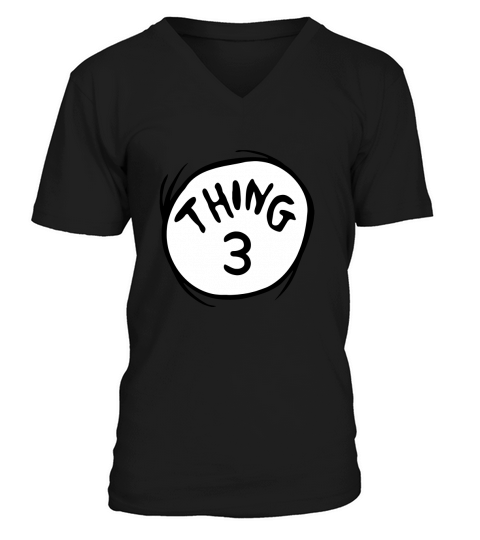 Dr Seuss Thing 3 Emblem RED V-Neck T-shirt