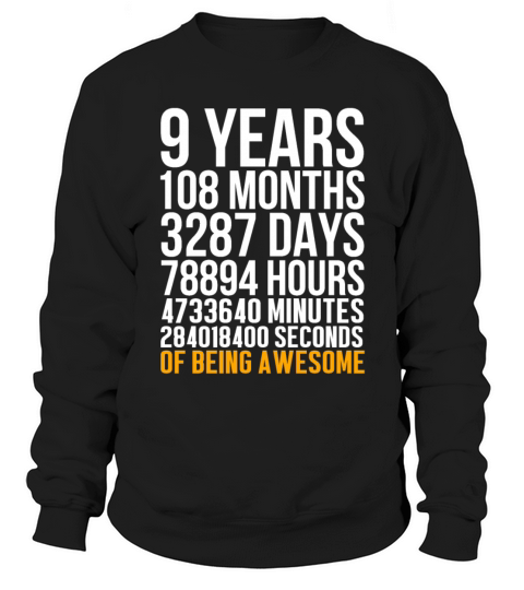 9 Years Old 9th Birthday Retro Classic 108 Months Men's Sweatshirt