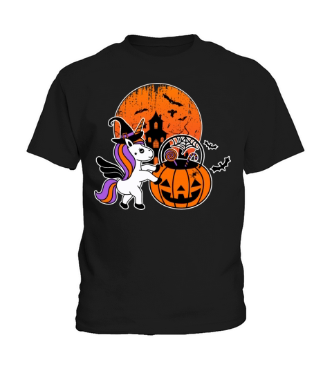 Cute Halloween Shirt Girls Kids Witchy Unicorn Kids T-Shirt
