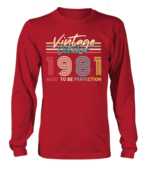 Born 1981 October Vintage Gift Idea Men's Long Sleeve