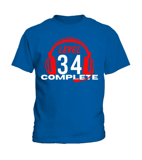 Birthday Video Gamer Level Complete 34 Kids T-Shirt