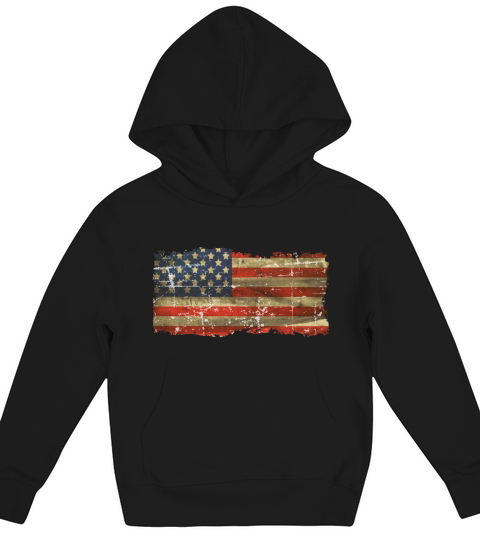 12 Vintage Distress US Flag 10 Kids Hoodie