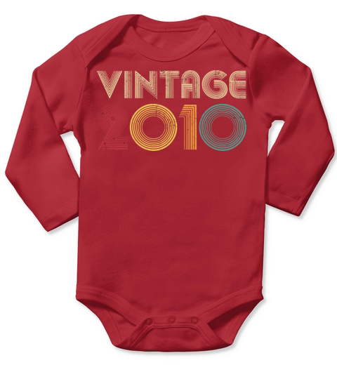 11Th Birthday Gift Idea 2010 Vintage Retro 11 Year Long Sleeve Baby One-Piece