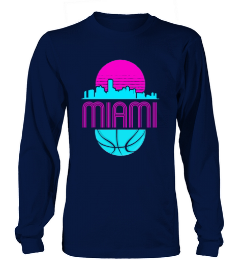 Vintage Miami Florida Cityscape Retro Basketball Women's Long Sleeve