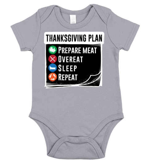Funny Thanksgiving Saying Repeat Short Sleeve Baby One-Piece