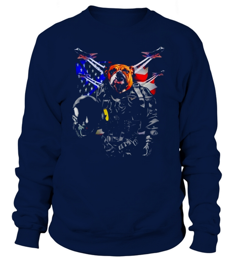 Bulldog Dog as Fighter Jet Pilot, USA America, T-Shirt Black Youth B077R9QGKJ 1 Sweatshirt Unisex