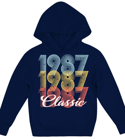 Classic Vintage 34th birthday Shirt Born In 1987 Kids Hoodie