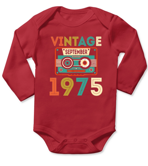 Vintage September 1975 44th Birthday Gift 44 Years Long Sleeve Baby One-Piece