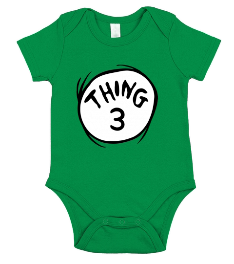 Dr Seuss Thing 3 Emblem RED Short Sleeve Baby One-Piece