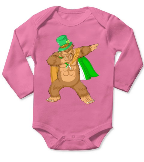 dabbing bigfoot st patricks day Long Sleeve Baby One-Piece