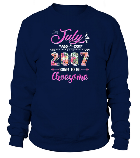 July 2007 12 Years Old 12th Birthday Womens Flower Men's Sweatshirt