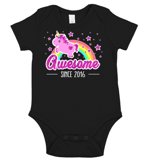 Awesome Since 2016 Birthday Year Of Birth Unicorn Short Sleeve Baby One-Piece