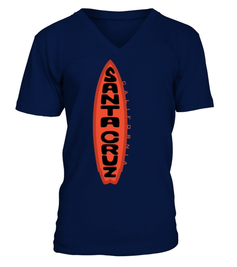 Santa Cruz CA with Board Center Men's V-Neck T-shirt