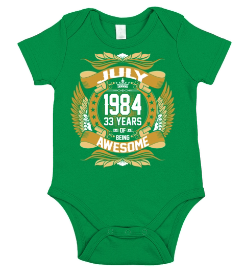 July 1984 33 Years Of Being Awesome Short Sleeve Baby One-Piece