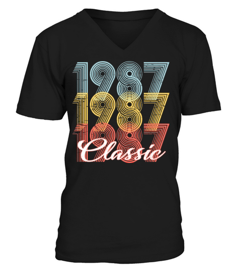 Classic Vintage 34th birthday Shirt Born In 1987 Men's V-Neck T-shirt