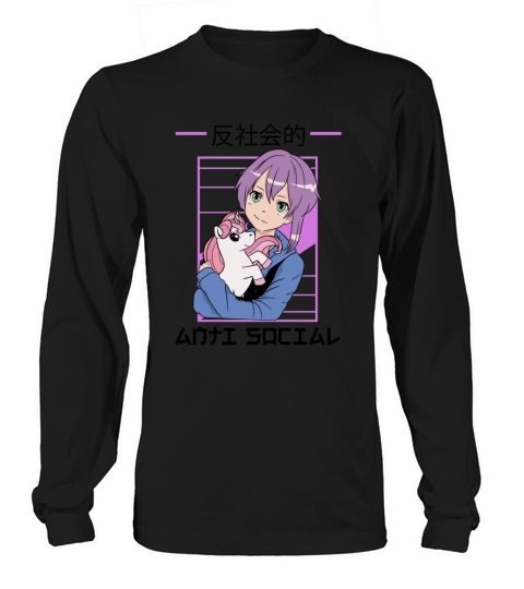 Kawaii Video Gamer Otaku Anti Social Unicorn Anime Long sleeved Unisex